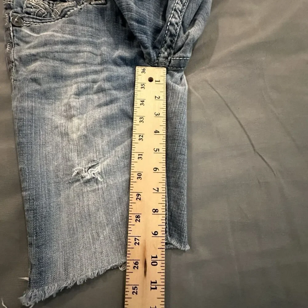 Women’s Distressed Denim Bermuda Shorts - Blue